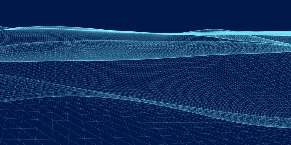 Blue mountain landscape wireframe topography pattern background Stock Illustration