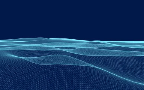 Blue mountain landscape wireframe topography pattern background Illustrazione stock