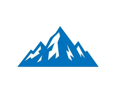 Blue mountain peak vector illustration. Minimalist alpine silhouette design for Stock Illustration