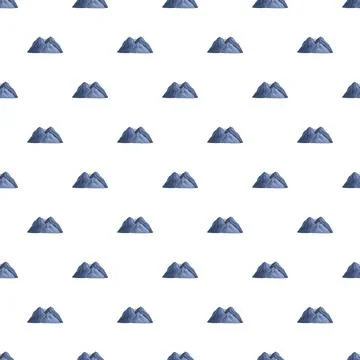 Blue mountain peaks seamless pattern repeating background Stock Illustration