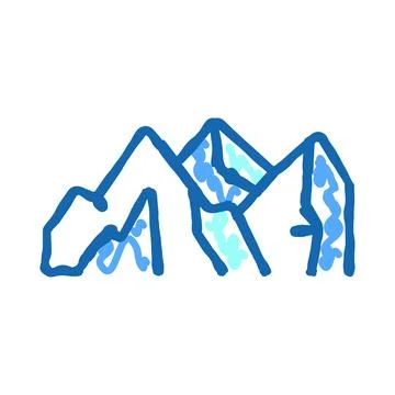 Blue mountain range illustration featuring glacier peak Stock Illustration