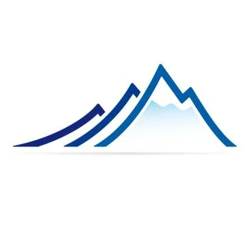 Blue mountain ridge icon in flat style. Stock Illustration
