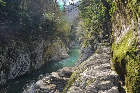 Blue mountain river Stock Photos