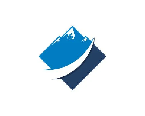 Blue mountain with square shape logo Stock Illustration