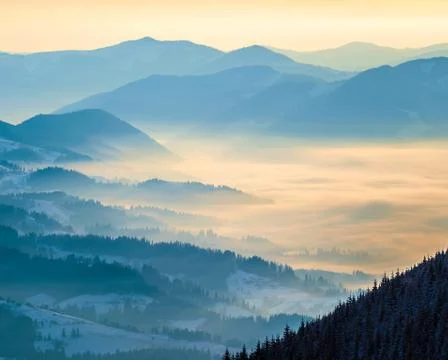 Blue mountain valley Stock Photos