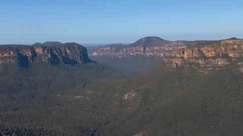 Blue Mountains, aerial pull away over rock formation Stock Footage 121978907