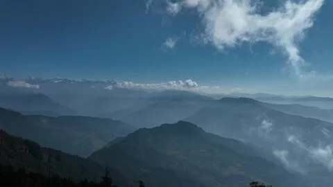 Blue mountains and clouds view Nepal Stock Footage 288596373