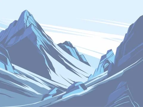Blue mountains with snow Stock Illustration