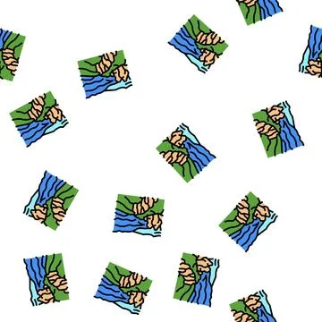 Blue mountains vector seamless pattern Stock Illustration