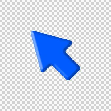 Blue mouse click 3d icon computer moue cursor arrow symbol png Stock Illustration