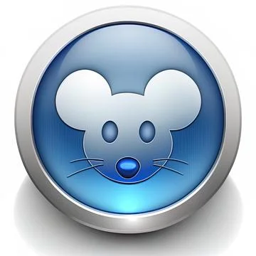 Blue Mouse icon on white glossy chrome app button Stock Illustration