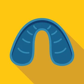 Blue mouth guard protecting teeth on yellow background Stock Illustration
