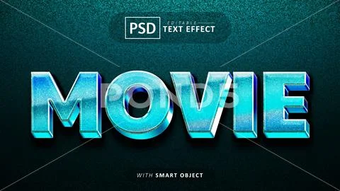 Blue movie 3d text effect editable PSD Template
