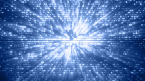 Blue moving Bokeh system with dynamic soft light beams, 4k background loop 스톡 동영상 262266574