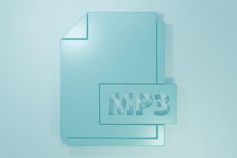 Blue MP3 file document. Download mp3 button icon isolated on blue backgroun.. Illustrazione stock