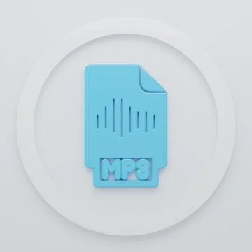 Blue MP3 file document. Download mp3 button icon isolated on white backgrou.. Stock Illustration