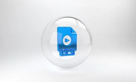Blue MP4 file document. Download mp4 button icon isolated on grey background. Stock Illustration