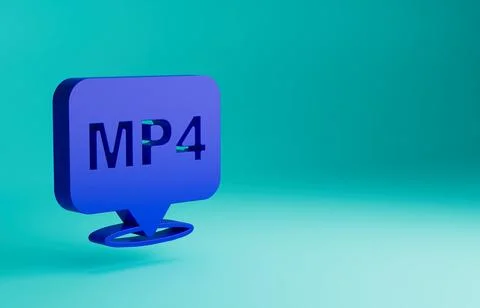 Blue MP4 file document. Download mp4 button icon isolated on blue background Stock Illustration
