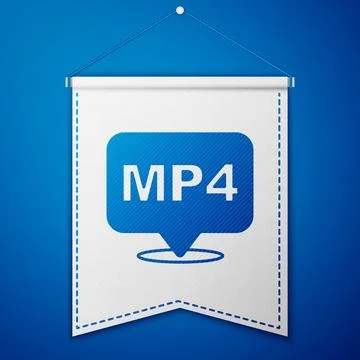 Blue MP4 file document. Download mp4 button icon isolated on blue backgroun.. 스톡 일러스트