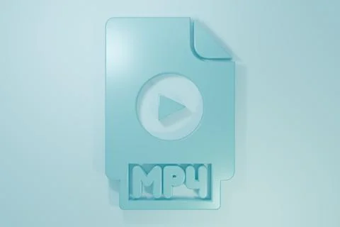 Blue MP4 file document. Download mp4 button icon isolated on blue backgroun.. Illustrazione stock