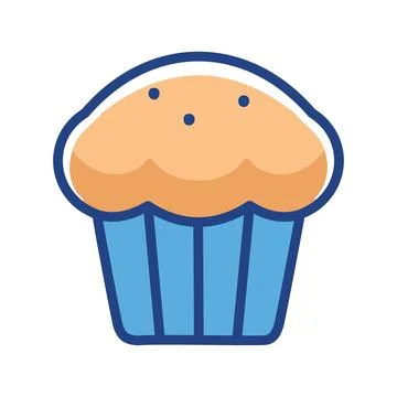 Blue muffin icon. Simple blue and yellow muffin icon, ideal for baking, coo.. Stock Illustration