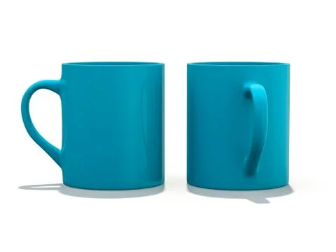 Blue mug Mockup standing on the surface. 3D Stock Illustration