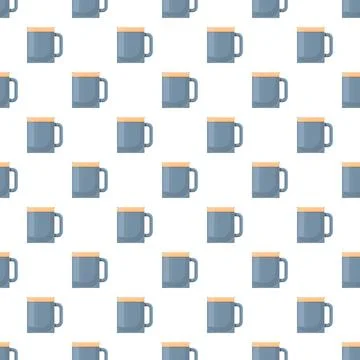 Blue mugs seamless pattern on white background Stock Illustration