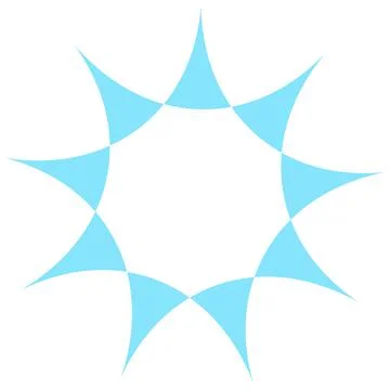 Blue multi pointed abstract shape isolated on white. Clipart. Stock Illustration