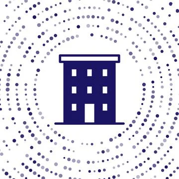 Blue Multi storey building icon isolated on white background. Abstract circle Ilustración de archivo