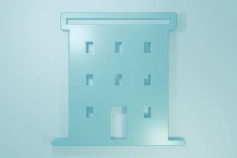 Blue Multi storey building icon isolated on blue background. Minimalism con.. Ilustración de archivo