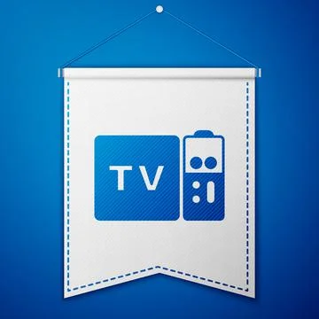 Blue Multimedia and TV box receiver and player with remote controller icon Stock-Illustration