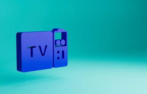 Blue Multimedia and TV box receiver and player with remote controller icon Illustrazione stock