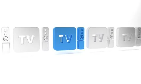 Blue Multimedia and TV box receiver and player with remote controller icon .. Stock-Illustration