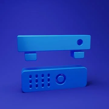 Blue Multimedia and TV box receiver and player with remote controller icon .. Stock-Illustration