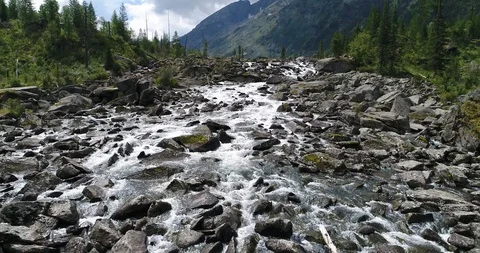 Blue Multinsky lakes in summer in August, shot on drone, Altai, Russia Stock Footage 108028363