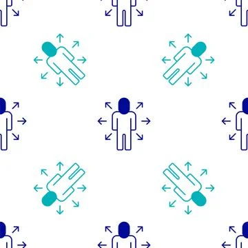 Blue Multitasking manager working icon isolated seamless pattern on white Stock Illustration