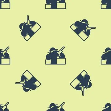 Blue Murder icon isolated seamless pattern on yellow background. Body, bleeding Stock Illustration