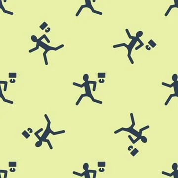 Blue Murder icon isolated seamless pattern on yellow background. Body, bleeding Stock Illustration