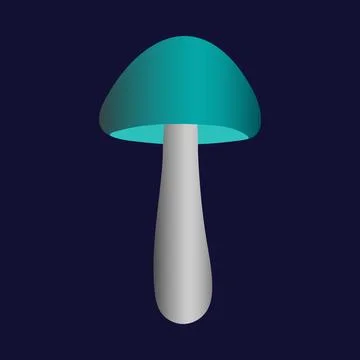 Blue mushroom with gradient cap and white stem Stockillustratie