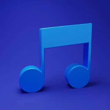Blue Music note, tone icon isolated on blue background. Minimalism concept... Stock Illustration