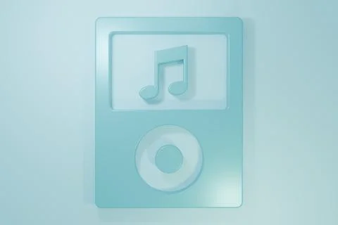 Blue Music player icon isolated on blue background. Portable music device. .. Stock Illustration