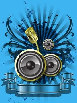 Blue musical background Stock Illustration