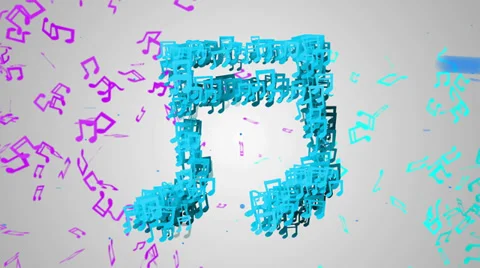Blue Musical Note Particles Loop Animation 4K resolution Ultra HD Stock Footage 39845710