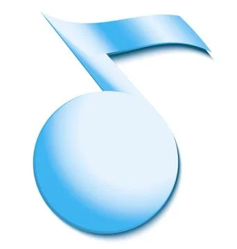 Blue musical note with shadow Stock Illustration