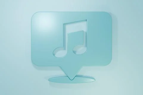 Blue Musical note in speech bubble icon isolated on blue background. Music .. Stock Illustration