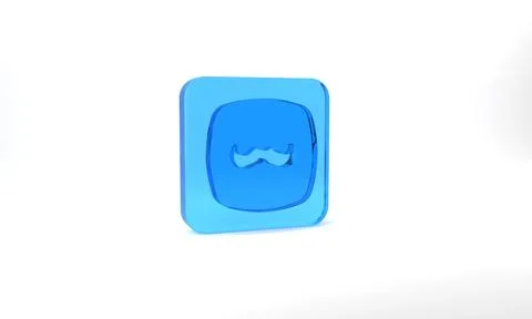 Blue Mustache icon isolated on grey background. Barbershop symbol. Facial hair Stock Illustration
