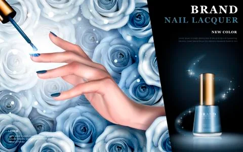 Blue nail lacquer ad Stock Illustration