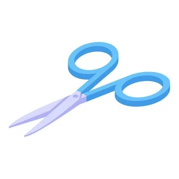 Blue nail scissors lying open isometric illustration Stock Illustration