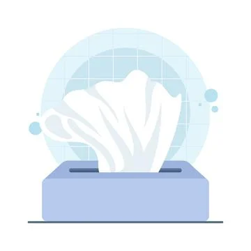 Blue napkin box isolated on background Stock Illustration