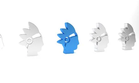 Blue Native American Indian icon isolated on white background. Minimalism c.. Stock Illustration